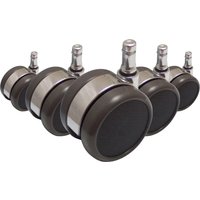 5x ROLO LUX 11mm/65mm | Hartböden - Stuhlrollen Schwarz / Silber