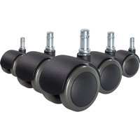 5x ROLO FIX 10mm/50mm | Hartböden - Stuhlrollen Schwarz