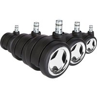 5x ROLO GAME No-Noise 11mm/60mm | Hartböden - Stuhlrollen Chrom / Schwarz