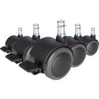 5x ROLO STOP 10mm/50mm | Hartböden - Stuhlrollen Schwarz