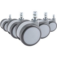 5x ROLO MOVE 60 11mm/60mm | Hartböden - Stuhlrollen Weiß/Grau