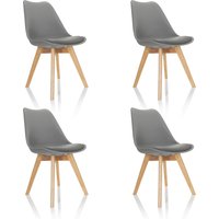 SCANDI 4er Pack - Schalenstuhl Grau