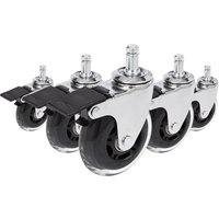 5x ROLO SKATE CT 11mm/75mm | mit Feststellbremse | Hartböden - Stuhlrollen Silber / transparent