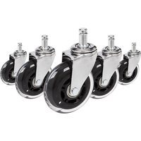 5x ROLO SKATE CT 11mm/75mm | Hartböden - Stuhlrollen Silber / transparent