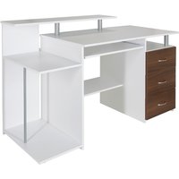 WORKSPACE H IV | 137x60 - Schreibtisch Weiß/Walnuss