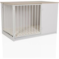 PAWHOME XL - Hundebox Weiß/Eiche