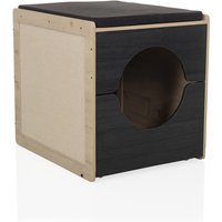 KITTY PAWBOX 2 - Katzenhaus Schwarz/Eiche