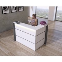 BILBAO | Ecktheke - Empfangstheke Weiß/Anthrazit