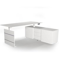 MOVE 3 | 180x80 | Schreibtisch elektrisch höhenverstellbar - Winkelschreibtisch Weiß/Weiß