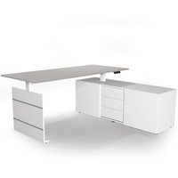 MOVE 3 | 180x80 | Schreibtisch elektrisch höhenverstellbar - Winkelschreibtisch Weiß/Grau