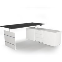 MOVE 3 | 180x80 | Schreibtisch elektrisch höhenverstellbar - Winkelschreibtisch Weiß/Anthrazit