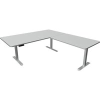 MOVE 3 Premium B 200 | 200x220 | Schreibtisch elektrisch höhenverstellbar - Stehschreibtisch Weiß/Grau