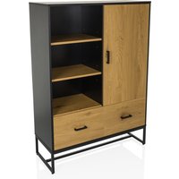 AMIO H - Büroschrank Schwarz/Eiche