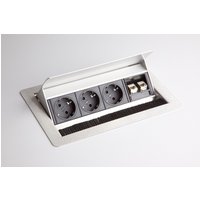 ELDATA0 | Steckdosenleiste (ohne Fräsung) | 3 x Steckdose | 2 x RJ45 - Zubehör Silber