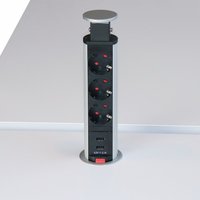 ELDO601 | Steckdosentower (inkl. Fräsung) | 3 x Steckdose | 2 x USB - Zubehör Alu