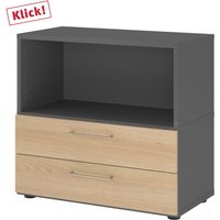 FlexWall | 2 OH | Schübe + Korpus | mit Stellfüßen - Graphit/Eiche