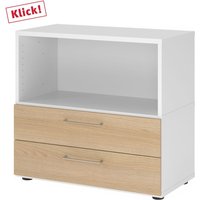 FlexWall | 2 OH | Schübe + Korpus | mit Stellfüßen - Weiß/Eiche