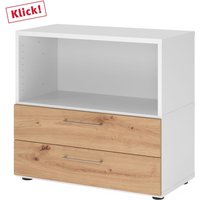 FlexWall | 2 OH | Schübe + Korpus | mit Stellfüßen - Weiß/Asteiche