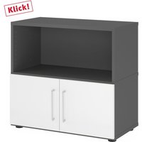 FlexWall | 2 OH | Türen + Korpus | mit Stellfüßen - Graphit/Weiß