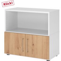 FlexWall | 2 OH | Türen + Korpus | mit Stellfüßen - Weiß/Asteiche