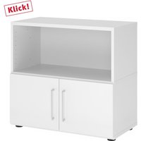 FlexWall | 2 OH | Türen + Korpus | mit Stellfüßen - Weiß/Weiß