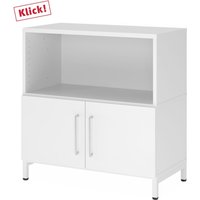 FlexWall | 2 OH | Türen + Korpus | mit Sockelgestell - Weiß/Weiß