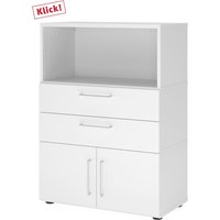 FlexWall | 3 OH | Türen + Schübe + Korpus | mit Stellfüßen - Weiß/Weiß