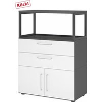 FlexWall | 3 OH | Türen + Schübe + Rahmen | mit Stellfüßen - Graphit/Weiß