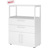 FlexWall | 3 OH | Türen + Schübe + Rahmen | mit Stellfüßen - Weiß/Weiß