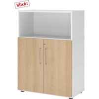 FlexWall | 3 OH | Türen + Korpus | mit Stellfüßen - Weiß/Eiche