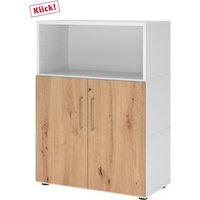 FlexWall | 3 OH | Türen + Korpus | mit Stellfüßen - Weiß/Asteiche