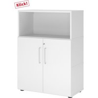 FlexWall | 3 OH | Türen + Korpus | mit Stellfüßen - Weiß/Weiß