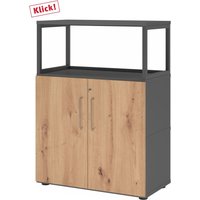 FlexWall | 3 OH | Türen + Rahmen | mit Stellfüßen - Graphit/Asteiche