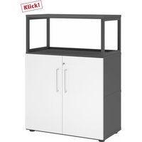 FlexWall | 3 OH | Türen + Rahmen | mit Stellfüßen - Graphit/Weiß