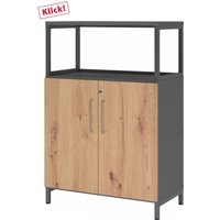 FlexWall | 3 OH | Türen + Rahmen | mit Sockelgestell - Graphit/Asteiche