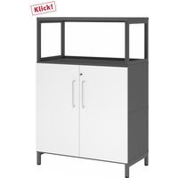 FlexWall | 3 OH | Türen + Rahmen | mit Sockelgestell - Graphit/Weiß