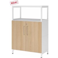 FlexWall | 3 OH | Türen + Rahmen | mit Sockelgestell - Weiß/Eiche