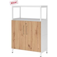 FlexWall | 3 OH | Türen + Rahmen | mit Sockelgestell - Weiß/Asteiche