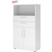 FlexWall | 4 OH | Türen + Schübe + Korpus | mit Stellfüßen - Weiß/Weiß