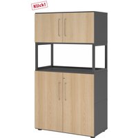 FlexWall | 4 OH | 2 x Türen + Rahmen | mit Stellfüßen - Graphit/Eiche