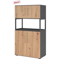 FlexWall | 4 OH | 2 x Türen + Rahmen | mit Stellfüßen - Graphit/Asteiche