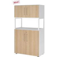 FlexWall | 4 OH | 2 x Türen + Rahmen | mit Stellfüßen - Weiß/Eiche