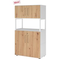 FlexWall | 4 OH | 2 x Türen + Rahmen | mit Stellfüßen - Weiß/Asteiche