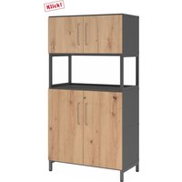 FlexWall | 4 OH | 2 x Türen + Rahmen | mit Sockelgestell - Graphit/Asteiche