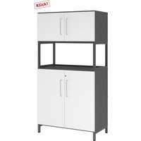 FlexWall | 4 OH | 2 x Türen + Rahmen | mit Sockelgestell - Graphit/Weiß