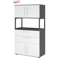 FlexWall | 4 OH | 2 x Türen + Schübe + Rahmen | mit Stellfüßen - Graphit/Weiß