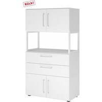 FlexWall | 4 OH | 2 x Türen + Schübe + Rahmen | mit Stellfüßen - Weiß/Weiß