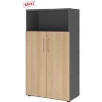 FlexWall | 4 OH | Türen + Korpus | mit Stellfüßen - Graphit/Eiche