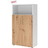 FlexWall | 4 OH | Türen + Korpus | mit Stellfüßen - Weiß/Asteiche