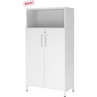 FlexWall | 4 OH | Türen + Korpus | mit Sockelgestell - Weiß/Weiß